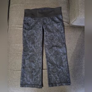 Lululemon Wunder Under Paisley Deep Sea Blue Crop Leggings